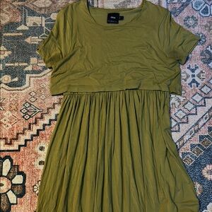 ASOS Green Smocked Midi Sundress with Raglan Sleeves
